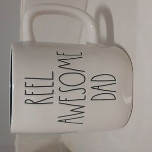 REEL AWESOME DAD Rae Dunn Mug 19oz FISHING LURE Sports Father Papa Pop Daddy Fly